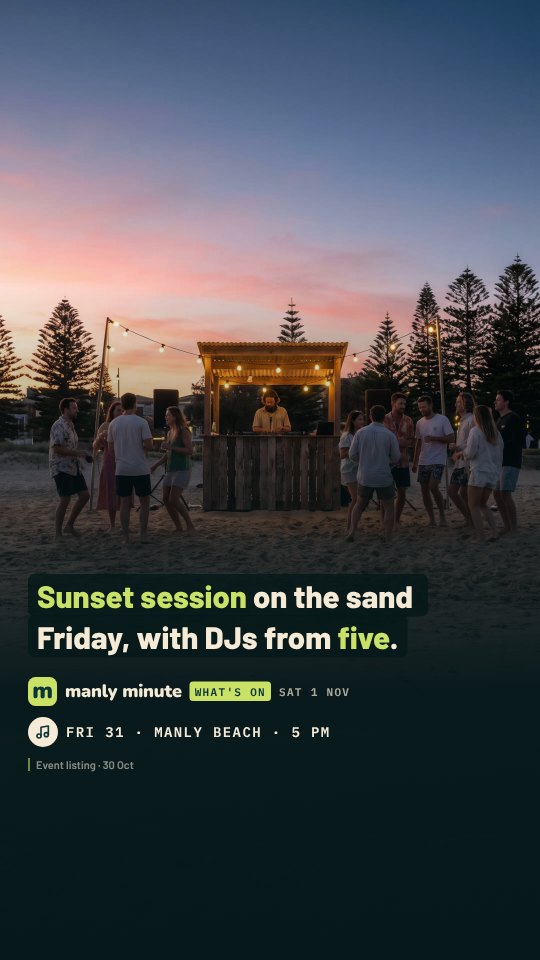 Sample frame: a sunset DJ session on Manly Beach